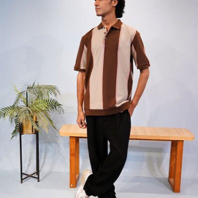 Striped Polo Shirt Rust